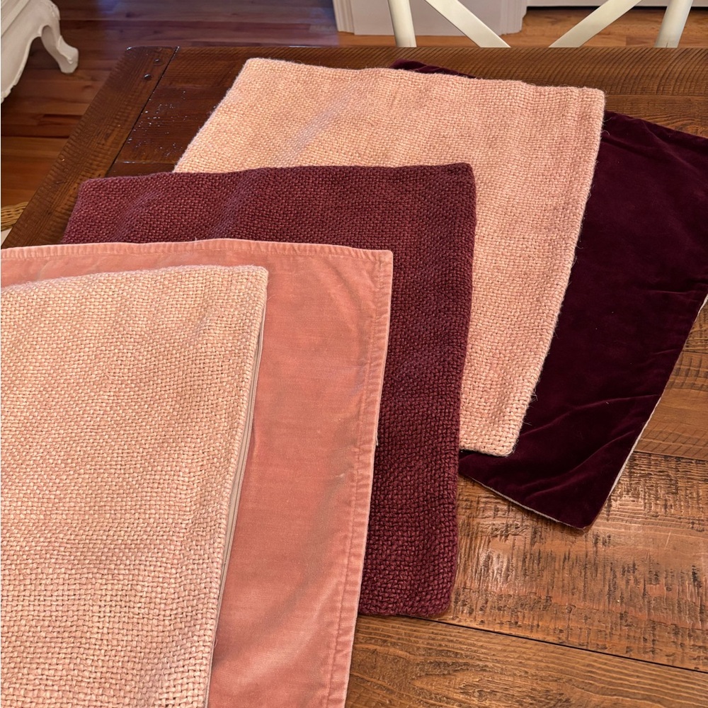 Pottery Barn Pillow Covers in Blush Pinks and Violets